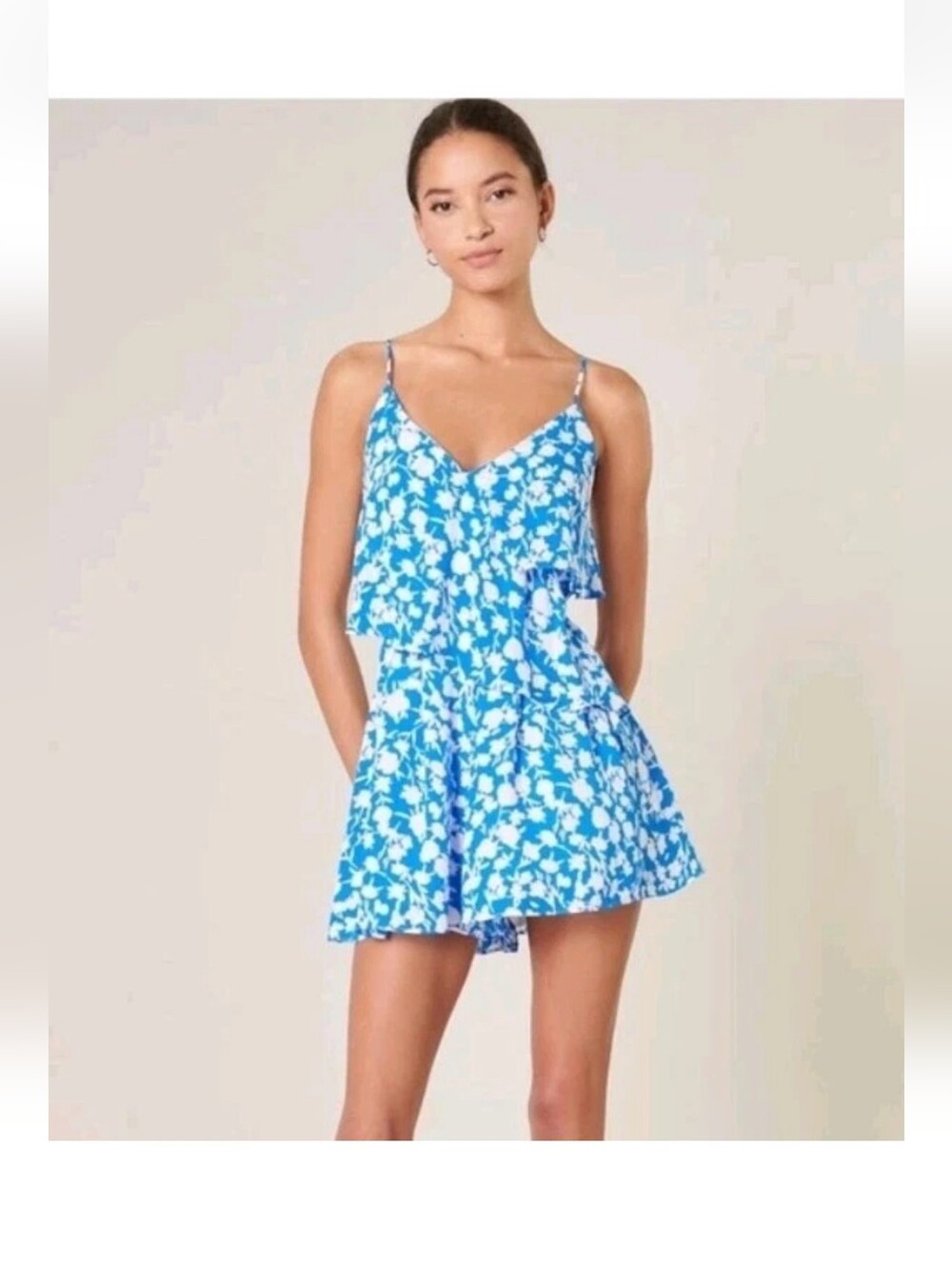 Sugarlips  Palmas Tropical Soria  Romper Size Med Color: White Blue Nwt